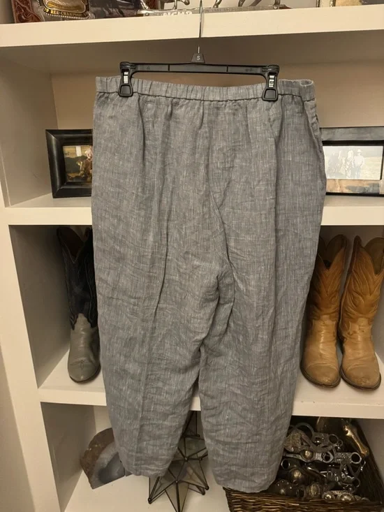 Eileen Fisher Linen Crip Pants Sz L - Picture 2 of 6